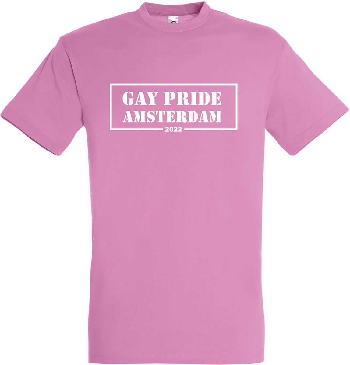 T-shirt Gay Pride Amsterdam 2022 | Regenboog vlag | Gay pride kleding | Pride shirt | Roze | maat M